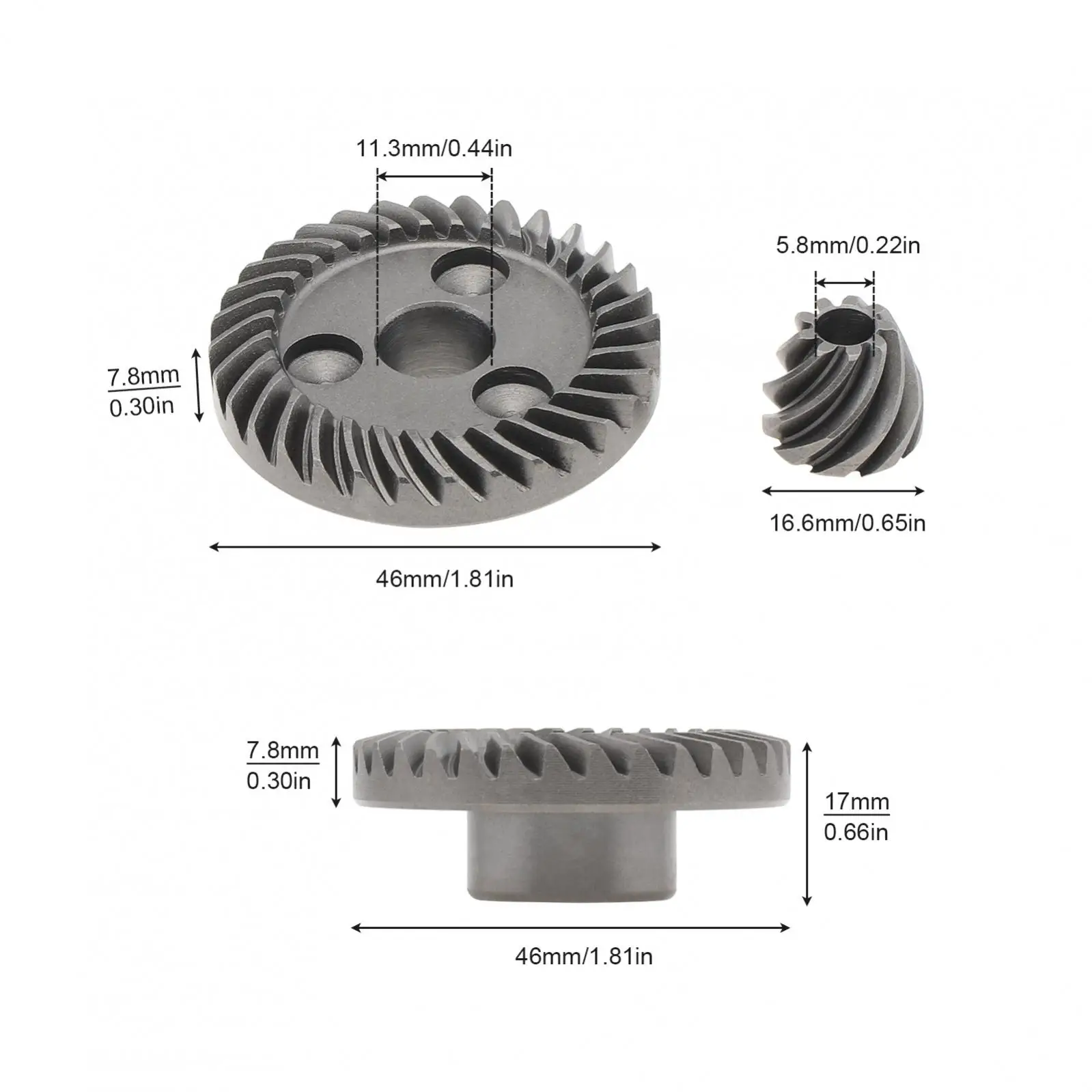 Metal Material Angle Grinder Gear Set Spiral Bevel Gear Set Fit for Angle Sander GWS6-100