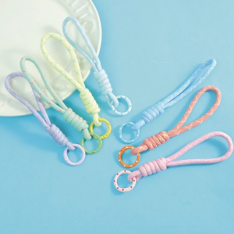 1/5/10/20 Stück niedlicher geflochtener Schlüsselanhänger, Lanyard, Handyband, Handschlaufe, Taschenzubehör, bunte Schlüsselanhänger, zufällige Farben – Detail 4
