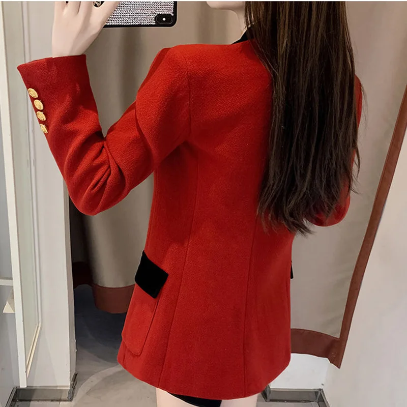 Fashion Lapel Button Spliced Loose Korean Blazer Women's Clothing 2023 Autumn New Casual Tops All-match Office Lady Blazers