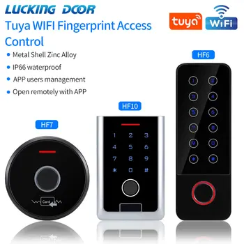 Metal Tuya Smart Home 2.4G WIFI RFID Fingerprint Access Control Keypad Wiegand Reader 26-44 56 support Admin Card Door Contact 1