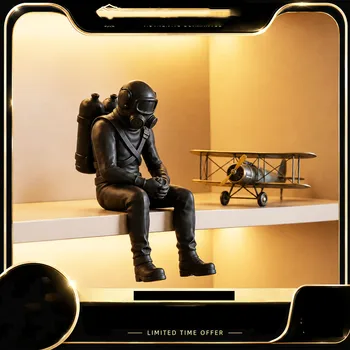 Statuetta di Subacqueo Nautico Seduto, Figurina 3D Stampata per Decorazione Casa, Ornamento Artigianale a Tema Oceano, Regalo
