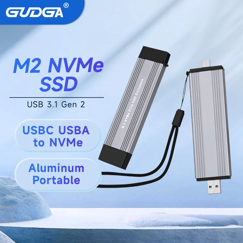 Carcasa de SSD NVME M2 a USB 3,1 Gen 2, carcasa de aluminio USBC USBA a NVMe PCIe, carcasa externa para M2 NVMe