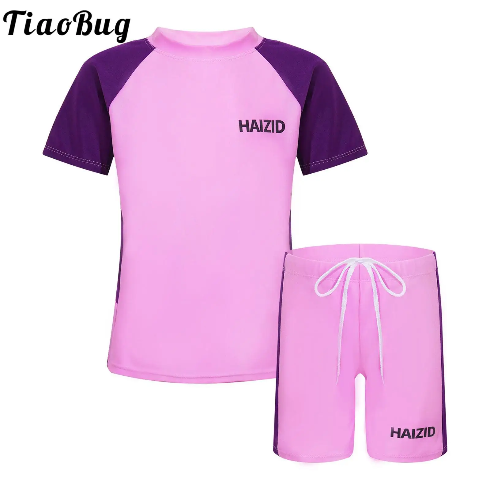 Maillot de Bain Fille 3 pièces Tankini Enfant Rashguard Manche