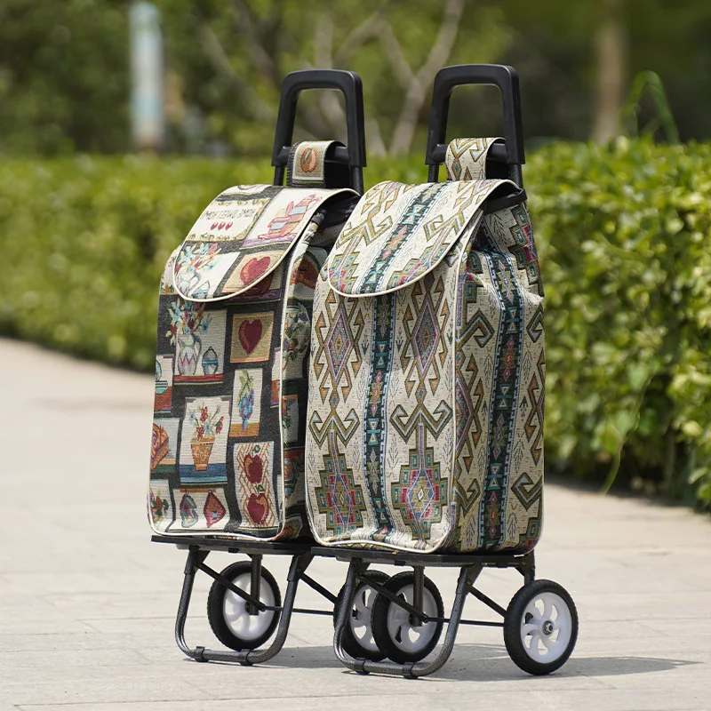 Classical style shopping cart household small cart elderly portable small cart pull cart