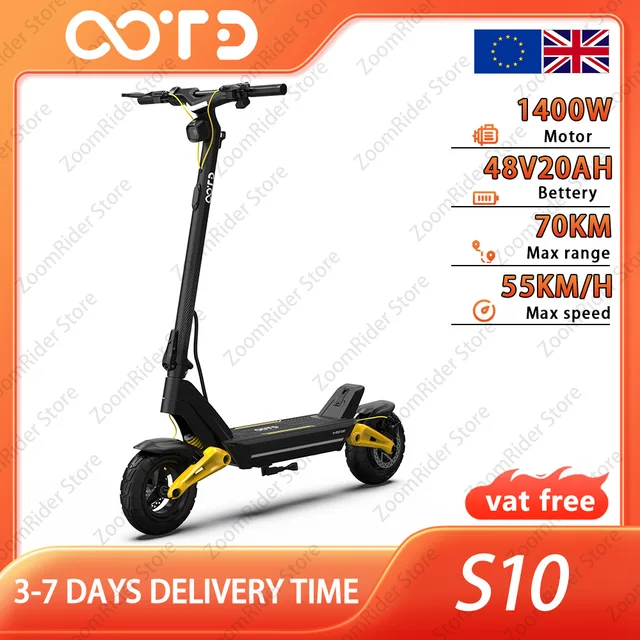 Trottinette électrique OOTD S10 1400W 55km/h avec contrôle par application, suspension avant et arrière, batterie 48V20Ah, autonomie de 70km, pneus de 10 pouces pour les trajets en ville 1