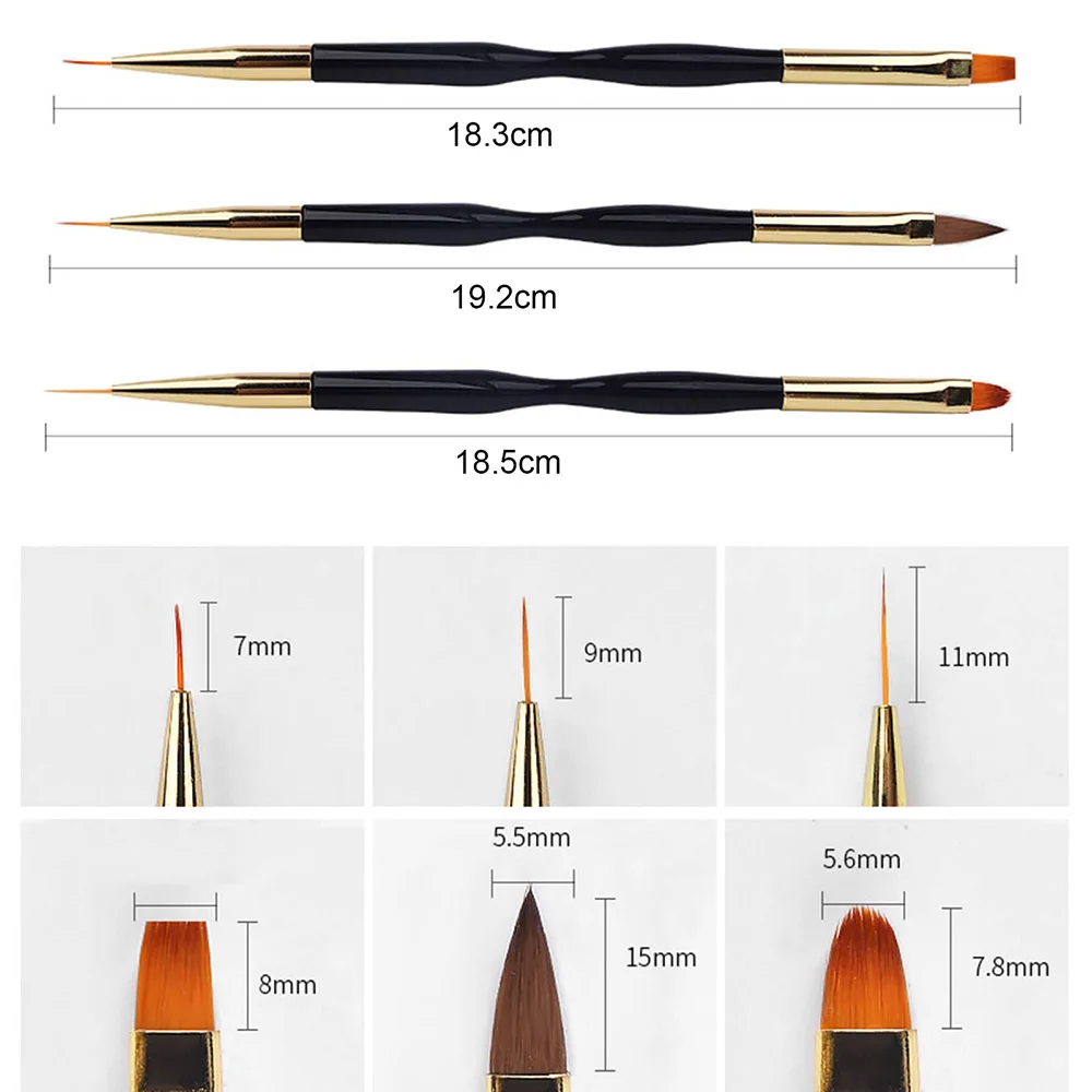 12 قطعة من فرش تزيين الأظافر، مجموعة أدوات فنية للأظافر، أدوات التنقيط، فرشاة الغبار، فرش مخططة للخطوط الطويلة، قلم رسم لتلميع الجل