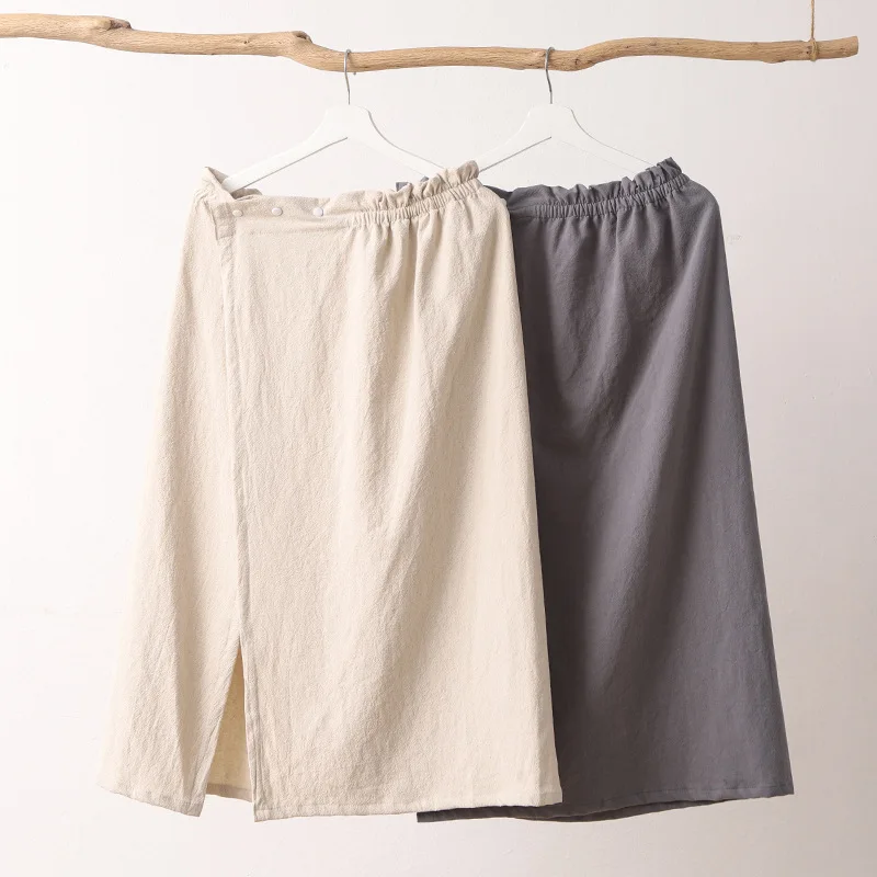 Absorbent Sling Bathrobe Salon Beauty  Bath Skirts PajamasShower Bathroom Quick Dry Towel Wearable Bath Breathable Flax