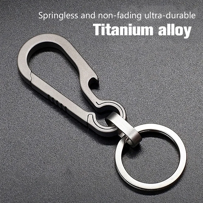 1pcs Titanium Alloy Keychain Hook Titanium Buckle Key Ring Car Accessor Waist Hanging Chain Ring Buckles Opener EDC Outdoor Tool 3
