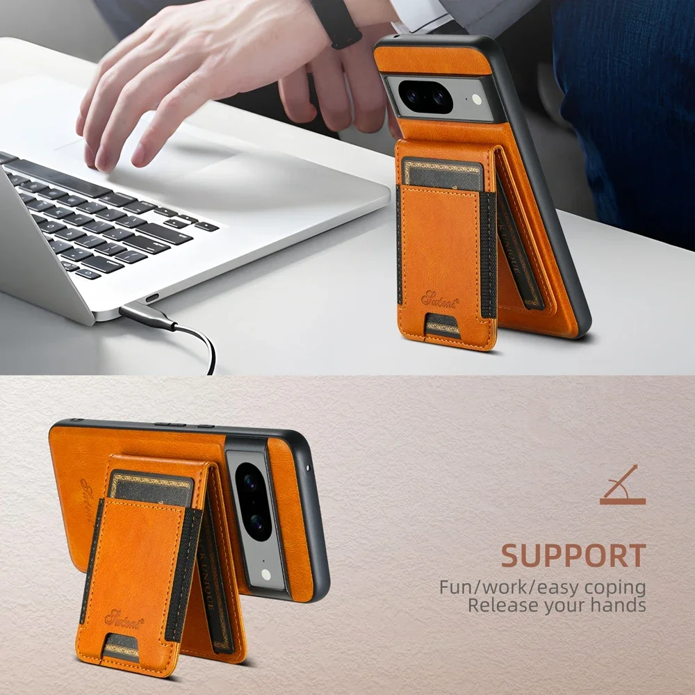 Premium Magnetic Leather Wallet Phone Case with Kickstand and Card Holder