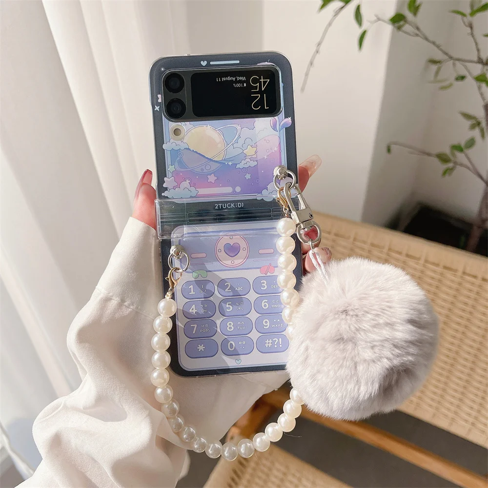 Korean Cartoon Pearl Bracelet Hairball Wrist Chain Case Cover