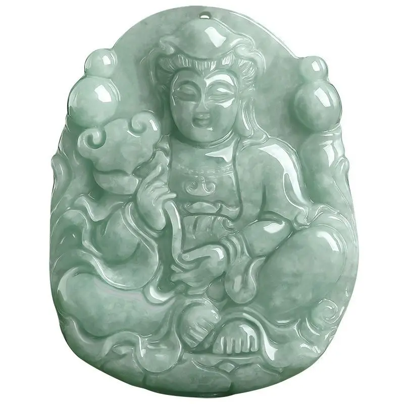 

Green Jadeite Guanyin Pendant Necklace Real Jewelry Accessories Natural Burmese Jade Designer Vintage Choker Stone Luxury Gift