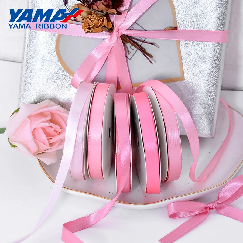 YAMA 25yards/roll Single Face Satin Ribbon 6 9 13 16 25 38 mm 1/4" 3/8/" 1/2" 5/8" 1" 1.5" inch for Handmade Craft Gifts