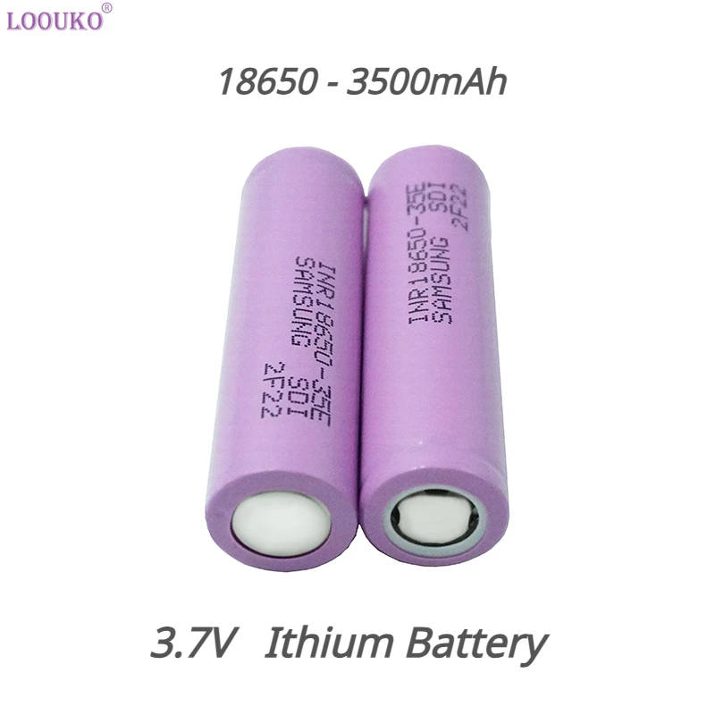 

LOOUKO 100% New 18650 Lithium Ion Rechargeable Battery 3.7V 3500mAh 10A Discharge ,For Strong Light Flashlight And Power Tools