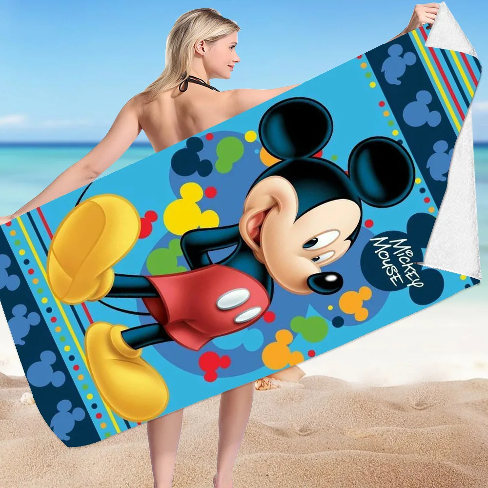 thumbnail image 1 of Disney-Toalla de playa de Mickey y Minnie, Toalla de baño de Anime, pelusa que absorbe el agua, baño, piscina, secado rápido, regalo, 1 of 5