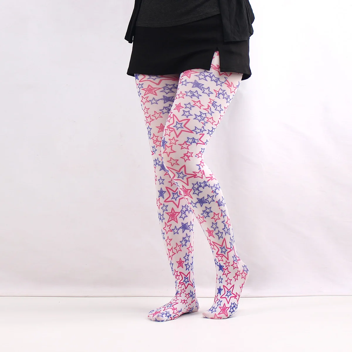 Muster gedruckt Retro Strumpfhosen für Frauen 17 Stil Muster Strumpfhosen weiblichen Frühling neue Stern Gitter lange Socken Farbe Strumpfhosen – Detail 12