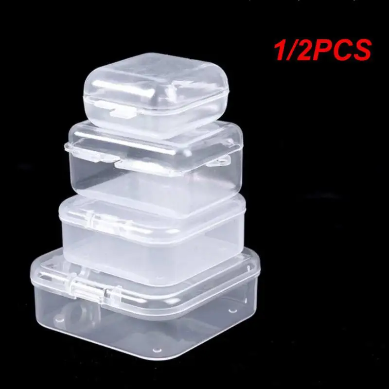 

1/2PCS Mini Plastic Box Rectangular Box Translucent Box Packing Box Storage Box Dustproof Durable Strong Jewelry Storage Case