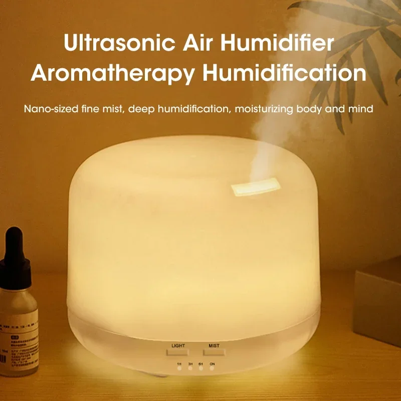 White 500ML Air Humidifier Colorful Night Light 6H Timing Essential Oil Aroma Diffuser USB Humidifier