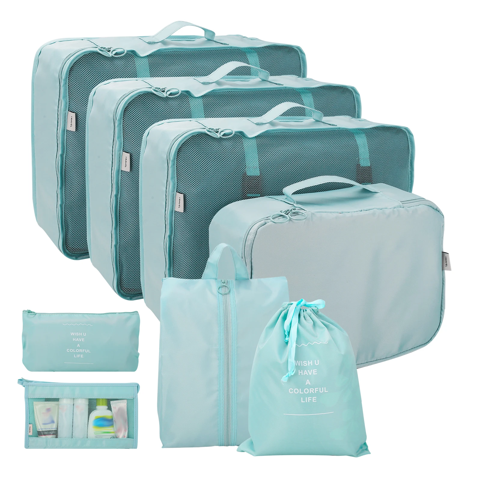Travel Packing Cubes Set - Waterproof Luggage Organiser Bags