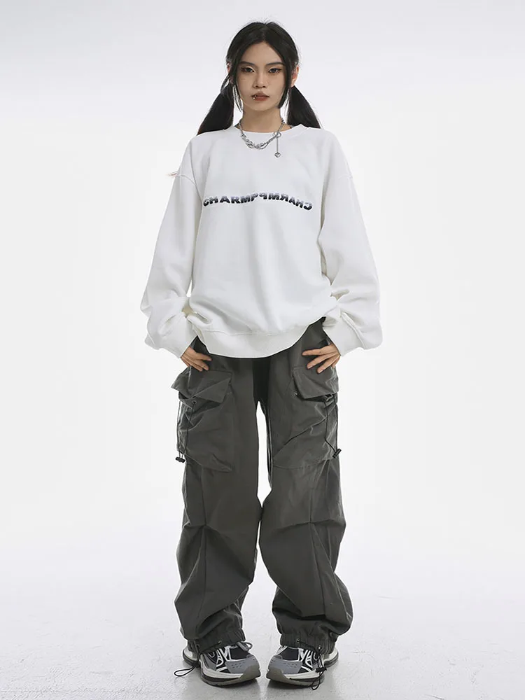 

Брюки женские с завышенной талией, повседневные свободные облегающие спортивные штаны-пустышки, с широкими штанинами, на весну