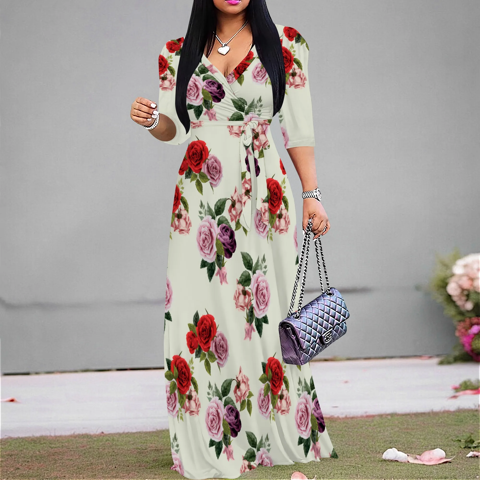 Plus Size Elegant Spring Autumn Wrap Dress Women main image 0