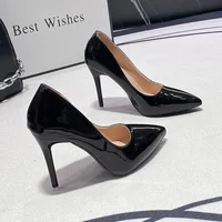 Sexy Large Size High Heels Women's Spring New Pointed Toe Low Cut Professional Single Shoes Comfortable Breathable PU Summer