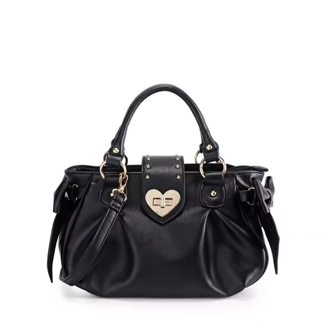 ตัวเลือกสินค้า Harajuku โบว์สีชมพูกระเป๋าผู้หญิงสไตล์ญี่ปุ่นสบายๆ Crossbody กระเป๋าสุภาพสตรีหวานน่ารักขนาดใหญ่ความจุไหล่กระเป๋า