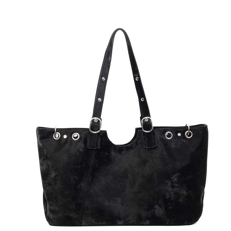 Borsa a Mano in Pelle PU per Donna, Borsa a Tracolla Arricciata con Dettaglio ad Anello Metallico, Borsa Grande Casual per Viaggi e Lavoro Quotidiani - immagine 6