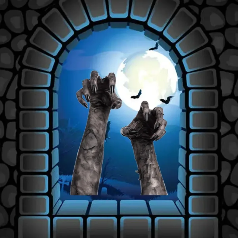Halloween Decoration Devil Hand Wall Sticker Ghost Hand Window Sticker Halloween Party Home Bar Decorations Prank Prop Supplies
