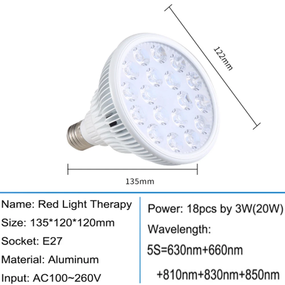 Premium Red and Infrared Light Therapy Bulb with Stand