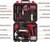 DEKO Drill Set Tool Set with 8V Red Cordless Drill, Home Tool Kit with Drill, Hand Tool Kits for Women 126 Piece