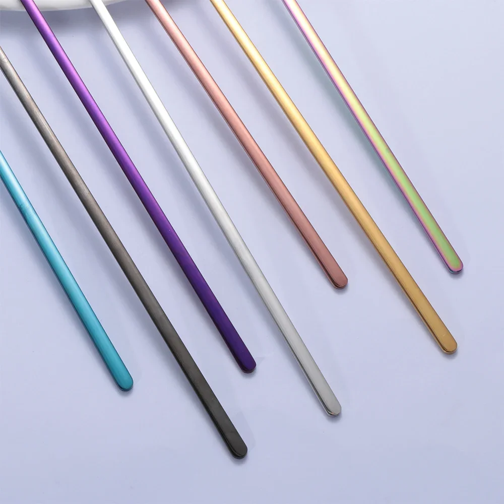 Coffee Tea Stir Spoon Long Handle Ice Cream Dessert Spoons Eco-Friendly Stainless Steel Tableware Kitchen Supplies Rainbow Color