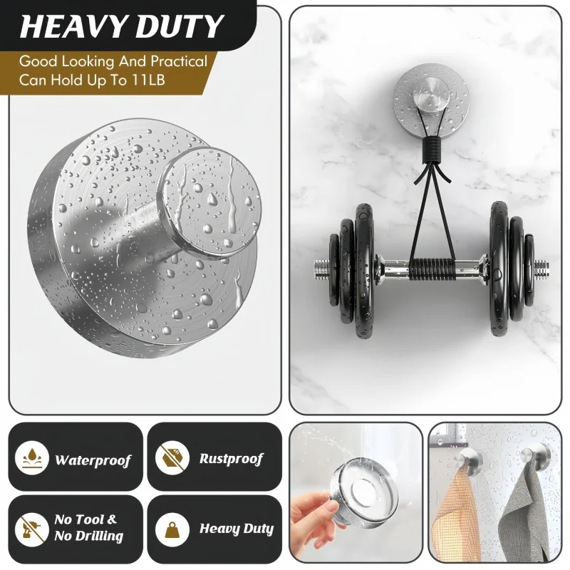 Suction Cup Hooks Towel Coat Bath Robe Hook Wall Mount Waterproof Holder Suitable for Bathroom Kitchen Glass Door Mirror Tile