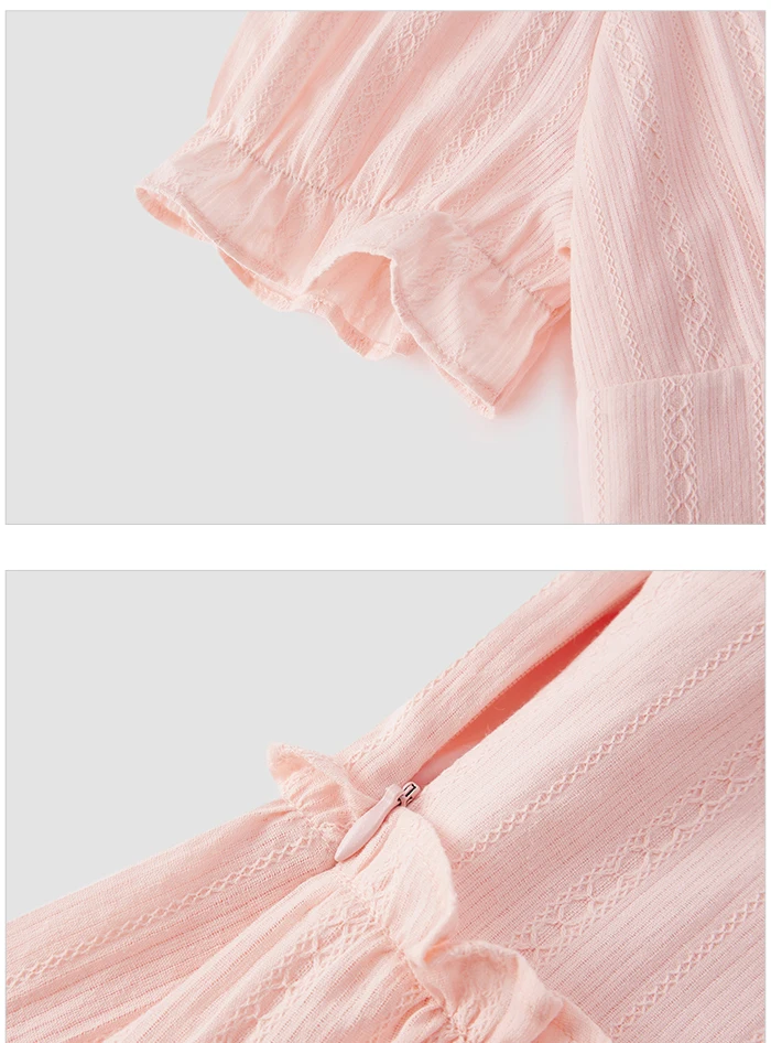 Vestido de mujer con diseño de orillo fibroso, nuevo vestido de verano retro de cuello cuadrado estilo palacio, vestido corto