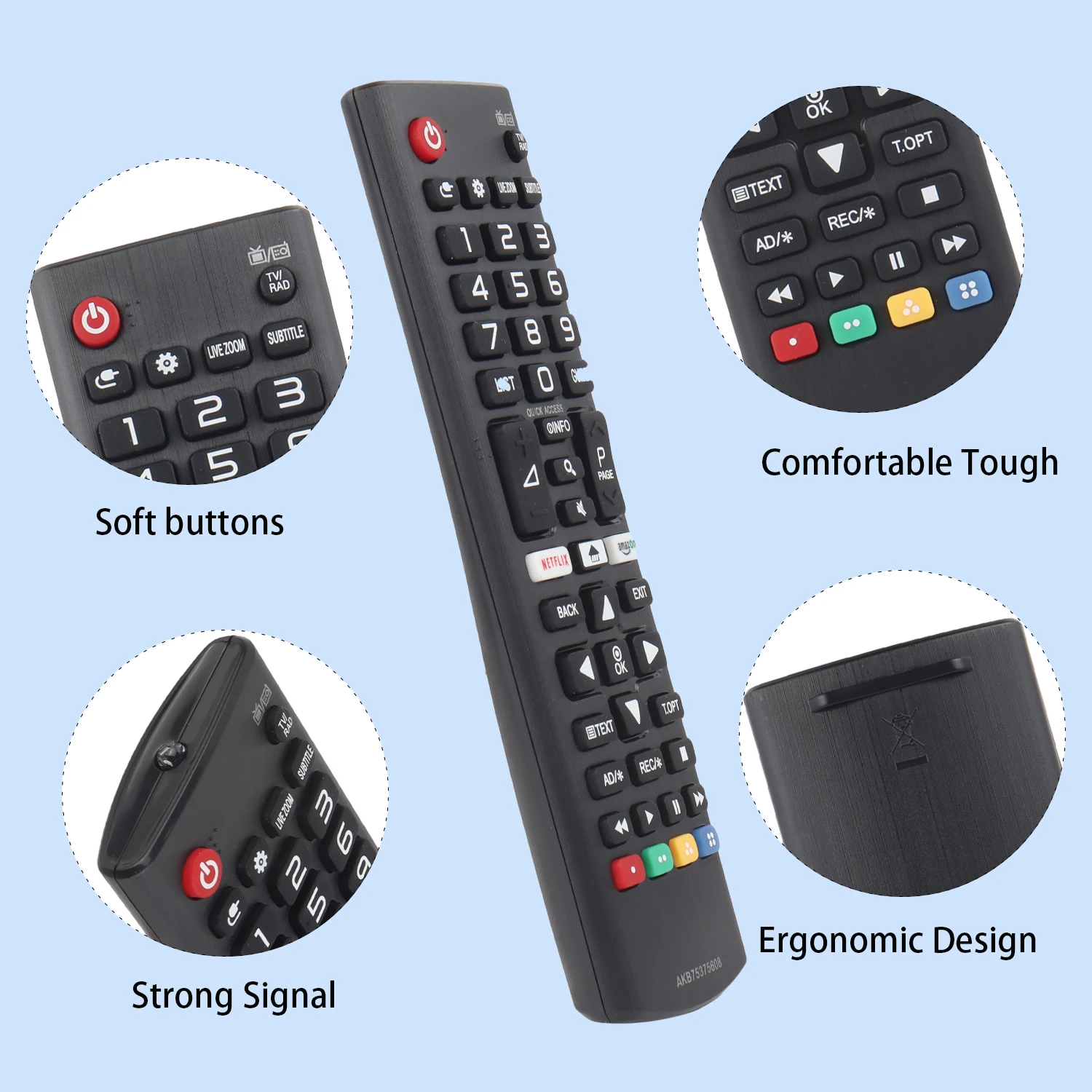 Controle Remoto Compatível com lg Led tv Lcd 32lk61 32lk62 43lk59 Substituição Controlador com Botão Netflix Novo Akb75375608 - Image 5