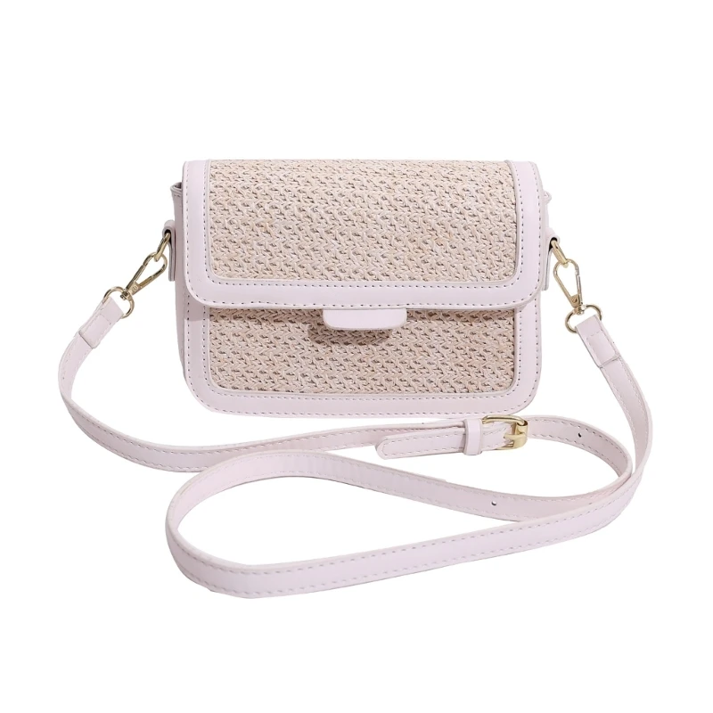 Womens Straw Bag Ethnic Shoulder Bag Vintage Handwoven Bag Girls Crossbody Bag Ladies Shopping Bag Ins