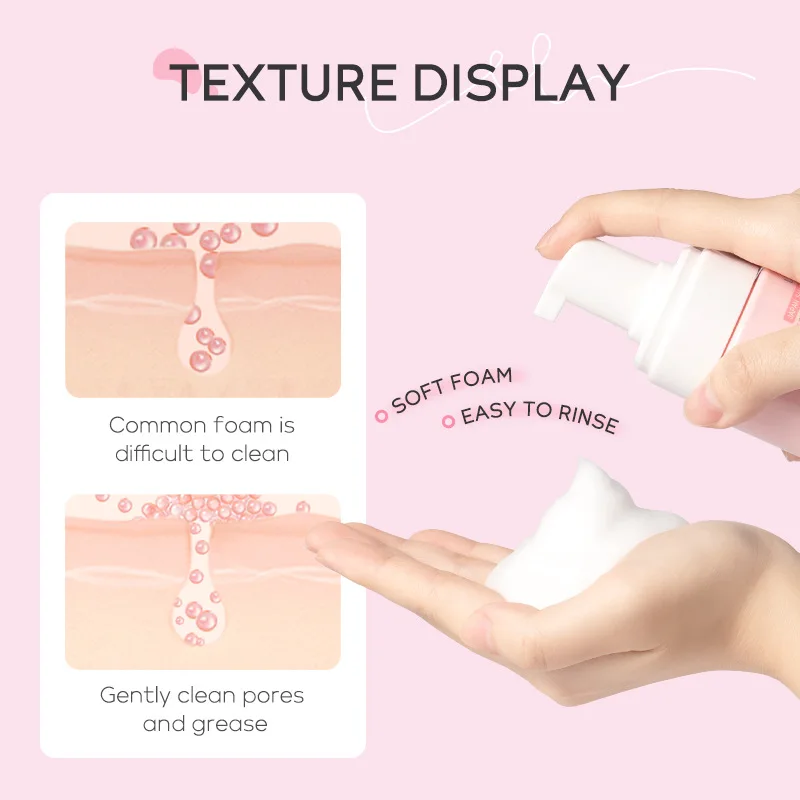 LAlKOU Japan Sakura Cleansing Mousse Facial Cleanser 100ml Shrink Pores Deep Clean Oil Control Moisturizing Skin Care 5