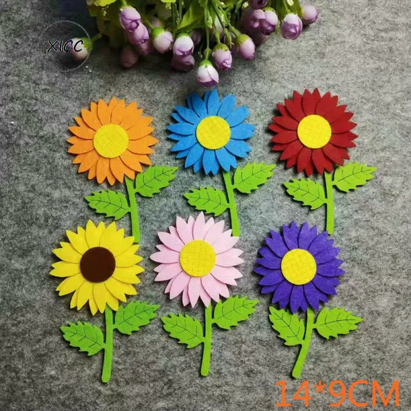 Sun Flower Non woven Felt Fabric Wall Stickers Smile Face Tulips Flower Kindergarten School Classroom Kids Handmade DIY Toys felt fabric sheet craft fabric flowers