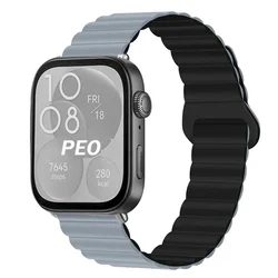 Magnetic Loop Silicone Wristband Bracelet in Red - Premium Replacement Strap for Huawei Fit 3 (7.Yao with black)
