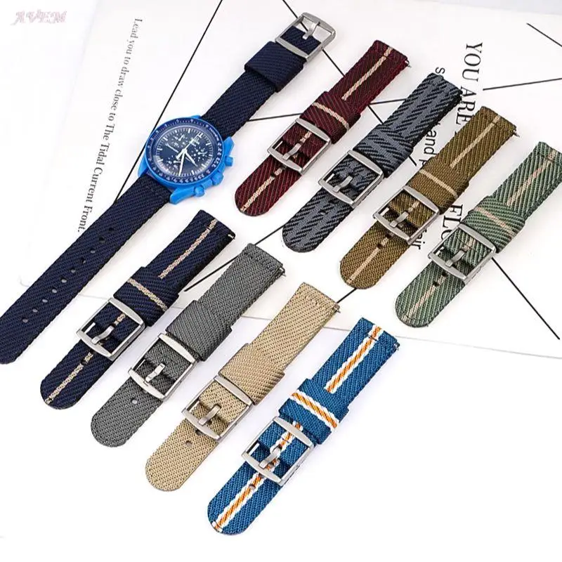 Fasce In Nylon A Sgancio Rapido Da 20Mm Per Omega Per Swatch Moon Planet Series Weave Canvas Strap Sostituzione Donna Uomo Sport Wristband