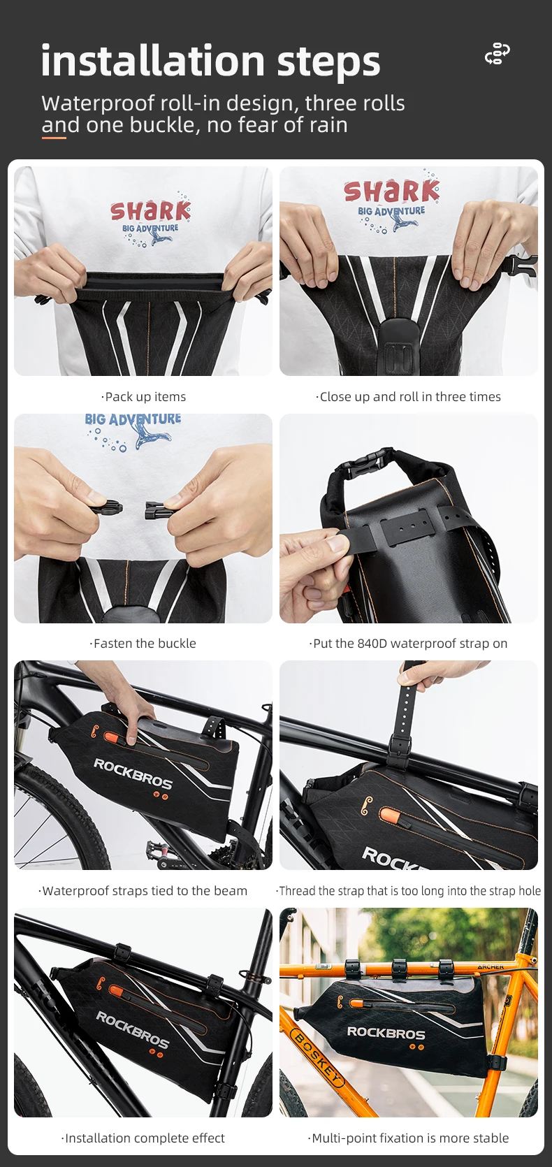 frame bag positioning