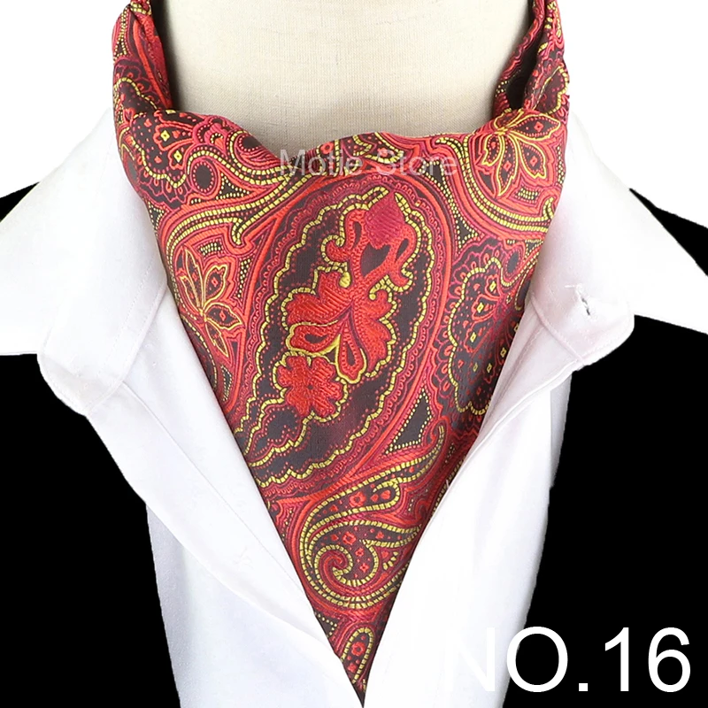 Anmutige Jacquard-Paisley-Cashew-Krawatte, formelles Ascot Scrunch Self British Gentleman Herrenschal, Polyester-Krawatte, Anzug-Accessoires – Detail 17