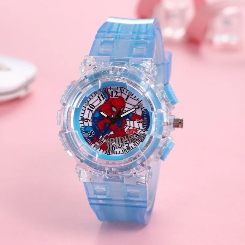 New Disney Spiderman Cartoon Children Watches Toy Flash Waterproof Sports Watch for Kids Girls Boy Quartz Wristwatch Child Clock 4