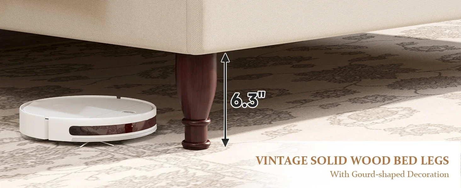 Bed Frame Upholstered Platform Bed with 51" Tall Headboard Wingback