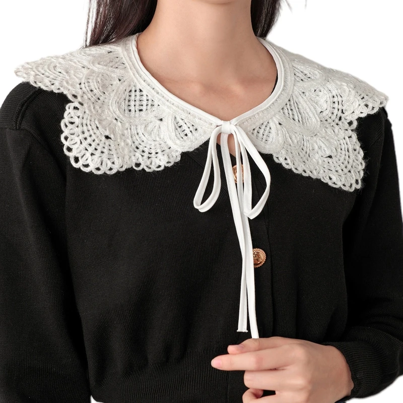 

Lace False Collar Detachable Embroidery Decorative Lace Neckline Hollow Out Trim