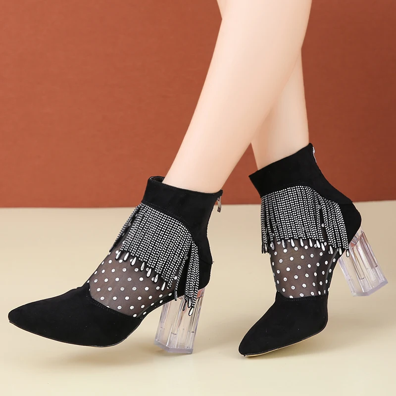 HOT SummerSandalias Femeninas High Heels Flock Pointed Sandals Sexy Female Summer Shoes Mujer Zapatos Mujer Pumps 2021