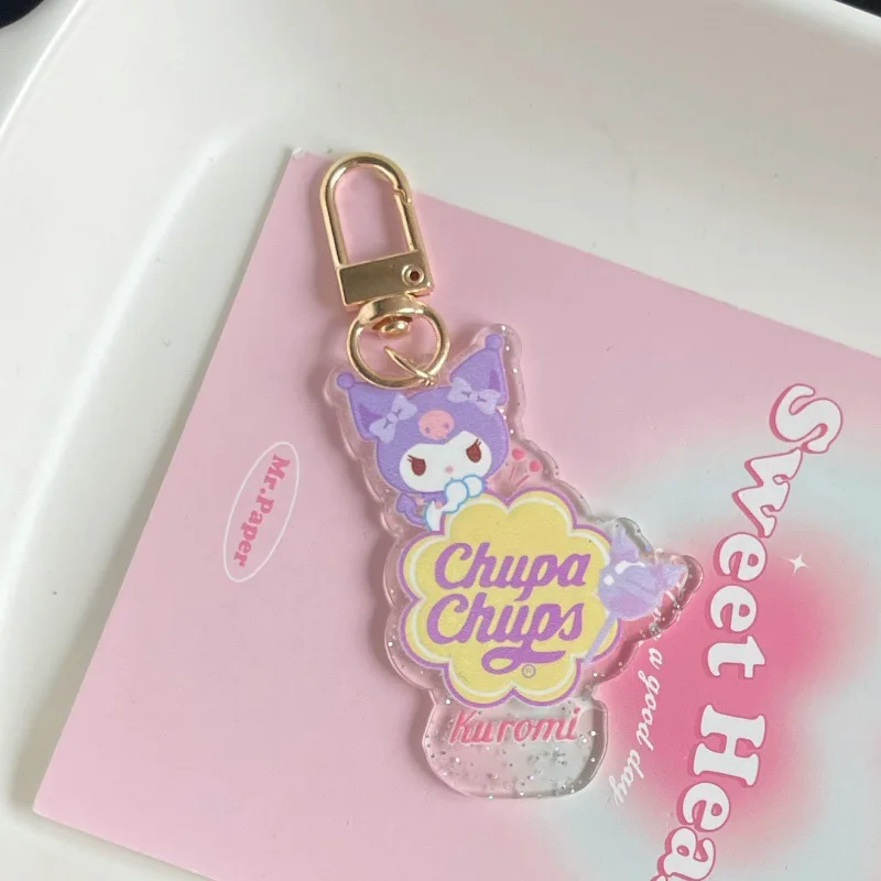 Kawaii Sanrio Hello Kitty Keychain Cartoon Cinnamoroll My Melody Kuromi Key Pendant Acrylic Girl Best Friend Anime Accessory images - 6