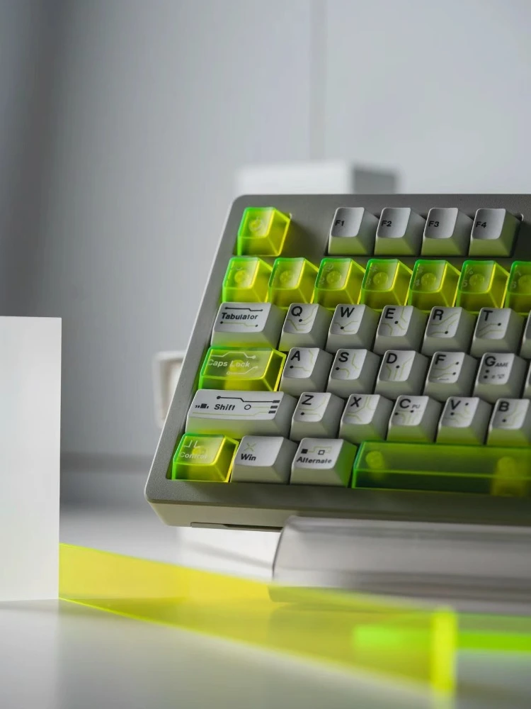 メカニカルキーボード用の蛍光グリーンキーキャップのセット,pbtとpc