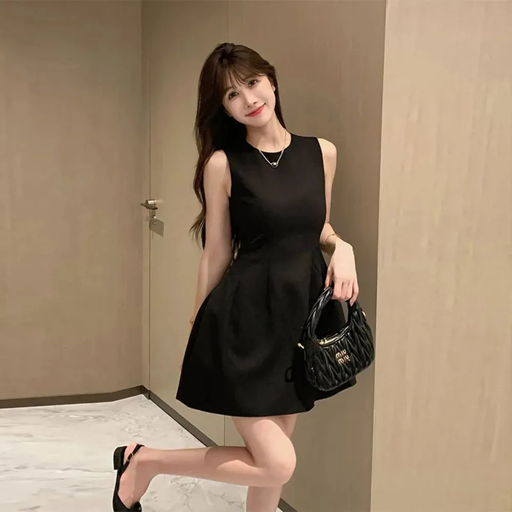 Korea Elegant Vest Dresses Intellectual Simple Sleeveless Dress Office Ladies Temperament Mini Dress Women's Clothing Summer New 5
