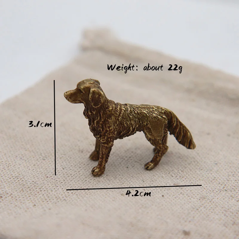 Dog Statue Ornament Antique Bronze Pure Copper Desktop Handmade Vintage Brass Hound Home Decor