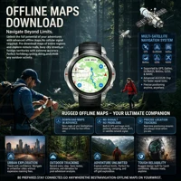 Montre connectée GPS de haute précision 2026 avec cartes hors ligne, boussole, suivi, étanche 5ATM, bracelet intelligent tactique pour homme, cadeau 4